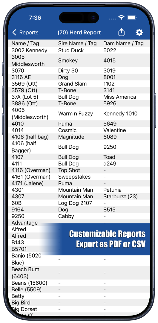 screenshot of HerdBoss iOS app